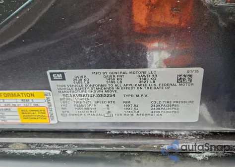 2015 Buick Enclave from USA, damaged, VIN 5GAKVBKD3FJ263254